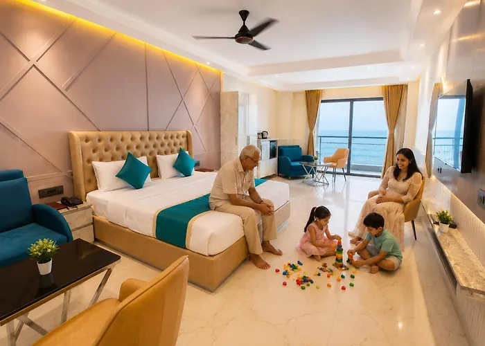 Wake Up To The Sound Of The Ocean Hotel Dreamland - Near Jagannath Temple - Beachfront Stay -All Rooms With Sea View & Private Balcony- Free Wi-Fi #Free Parking #Lift - Multi-Cuisine Restaurant - Spacious Luxury Rooms - One Of The Top-Rated Hotels In